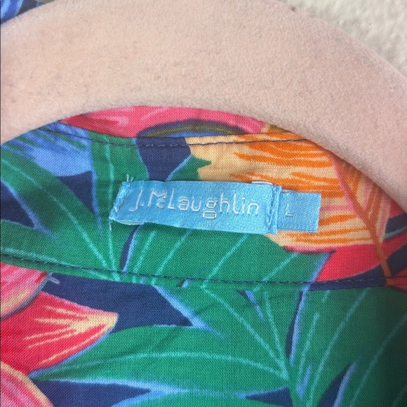 J.McLaughlin Tropical Toucan Palm Leaves Lois Button Down Cotton Shirt Large - Picture 2 of 8